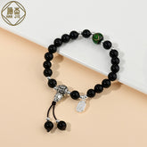 Natural Obsidian Bracelet Green Fragrant Gray Colored Glaze Buddha Beads Rosary Women's Bracelet - Confidence & Energy